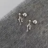 "Ambiente de Ballet" Pendientes Coreanos con Borla de Lazo de Perla Nicho Mosquito Dulces Elegantes Pendientes para Cara Redonda