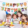 Ba418 Cachorro Filhote Patinha de Cachorro Osso Bandeirola Festa Feliz Aniversário Bandeirola