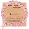 Pulsera de Regalo Navideño Lazo Rosa Tarjeta Inspiradora contra el Cáncer Pulsera de Regalo Pulsera de Cuentas de Cuarzo Rosa Rodocrosita