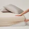 Estilo Hotelero~Sábana Bajera de Algodón Puro de 100 Hilos, Protector de Colchón Sencillo de Color Sólido, Cubierta de Cama a Prueba de Polvo de Cobertura Total