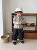 Pantalones de Pierna Ancha de Mezclilla con Forro de Felpa a Cuadros Volantes Estilo Coreano para Niños Pequeños Ropa de Abrigo Gruesa Cálida Retro Pantalones Largos