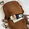 Bolsa de Franjas em Couro Versátil Bolsa de Ombro Texturizada Tendência Trabalho Deslocamento Versátil Bolsa Transversal Bolsa de Palha Tecida Artesanal Retro