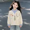 Moletom Casual para Meninas Estilo Primavera e Outono Novo Estilo College Falso Duas Peças Top Doce Fofo Desenho Animado Versátil Camisa POLO