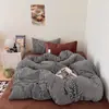 2026 Nuevo Juego de Cama de Cuatro Piezas Espesado Leche Polar Alto Gramaje Crema Estilo Retro Sábana Funda Nórdica Juego de Tres Piezas