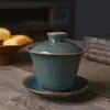 Juego de Té Kung Fu de la Cerámica Miyouge para Sala de Estar en Casa, Tetera Gaiwan de Cerámica y Tazas de Té para Beber Té