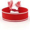 Pulsera de Cinta Tejida Estilo Étnico con Texto Bordado y Borlas, Pulsera Trenzada DIY, Diseño Simple, 104 Colores Disponibles, Pulsera Estilo Europeo y Americano