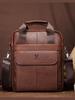 Hummer Paul Bolso de Hombro para Hombre de Cuero Genuino para Viajero de Negocios, Capa Superior de Piel de Vaca, Bolso Cruzado de Negocios, Correa de Hombro Desmontable, Mochila