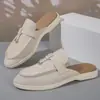 Chinelos 2025 Primavera Novo Feminino Baotou Meio Chinelo Para Usar Fora Mule Sapato Preguiçoso Meio Chinelo Casual