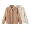 Ins moda feminina atacado estilo europeu e americano transfronteiriço outono novo vintage tecido felpudo gola de lapela jaqueta com zíper casaco
