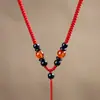 Corda de Pingente Trançada Artesanal Dourada e de Jade para Mulheres, Cordão de Pingente de Colar de Ágata com os Doze Signos do Zodíaco para Homens