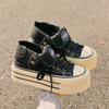 Zapatos de Lona de Caña Alta Estilo Japonés 2025 Nuevos Tenis Versátiles de Capas para Mujer Ins Gruesos Suela Gruesa Zapatos Blancos