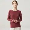 Suéter de Punto Fino de Lana y Cachemira para Otoño e Invierno para Mujer con Dobladillo Enrollado Plano Holgado Cuello Redondo
