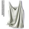 Camisola Feminina de Verão Decote V Conjunto com Regata Interna e Externa Branco Forro Cetim Solto Suspensório Atacado