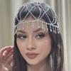 Cross-border Novos acessórios de strass europeus e americanos, acessórios de cabeça de malha personalizados da moda, acessórios de cabelo com borlas combinando, corrente de cabelo