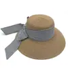 Sombrero de Paja Primavera y Verano para Mujer, Sombrero de Pescador Estilo Coreano, Elegante Sombrero de Paja Tejida para Mujer, Sombrero con Lazo para el Sol de Vacaciones