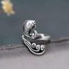 Anillo de esmalte de color agua de pez, anillo de koi de la suerte con gradiente auspicioso, anillo de delfín epoxi de estilo chino, venta al por mayor