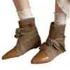 Botas Martin Retrô Novidade Bico Fino 2026 Botas Cowboy Outono/Inverno Ocidental Ocultas para Aumentar Altura com Cadarço Botas de Cano Curto Versáteis Emagrecimento Feminino