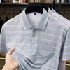 Camiseta Polo de Manga Corta Rayada Estampada Estilo Papá Transfronterizo para Hombres de Mediana Edad y Mayores Casual Holgada con Cuello Camisa Top de Abuelo Dropshipping