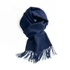 Bufanda grande de color liso, gruesa, de tacto cachemir artificial, con flecos, para otoño e invierno, transfronteriza, en stock, premium, doble propósito, estilo de exportación europeo y americano