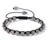 Pulsera para hombre tejida con cuentas de piedra de 6 mm, retro simple, superventas transfronterizas, hecha a mano, enrollable, ajustable, tejida