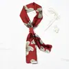 Lenço Feminino chique Coreano Versátil Longo Artístico Retrô Pequeno Lenço Feminino Primavera Outono e Inverno Gravata Estreita Lenço Decorativo