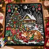 Manta de Graffiti Navideña de Venta Caliente Transfronteriza Manta con Pintura de Papá Noel Manta de Doble Capa Engrosada de Franela y Forro Polar DIY