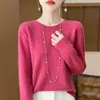 Nuevo Suéter de Lana de Punto Sin Costuras Cuello Redondo Otoño/Invierno 2026 para Mujer, Holgado Talla Grande Manga Larga Ropa para Mujer