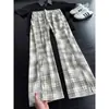 Pantalones de cuadros relajados transfronterizos para hombre, nuevo estilo de verano, pantalones casuales holgados retro americanos, pantalones de pierna recta cleanfit