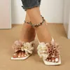 Pantuflas Frescas Estilo Hada para Mujer, Calzado de Verano para Exteriores, Nuevo Estilo Francés de Noche 2025, Impresionantes Sandalias de Deslizamiento Florales