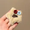 Grampo de Cabelo Estrela de Pelúcia com Laço Doce para Mulheres com Franja Lateral, Grampo de Cabelo, Decoração para Testa, Grampo de Bico de Pato Acessório de Cabelo