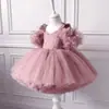 Estilo Novo de Verão 2025 Vestido Princesa de Renda para Meninas Vestido de Festa de Aniversário Fibra de Poliéster Classe B
