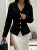 Camisa Verde Oliva Estilo Europeu com Cintura Torcida e Manga Longa para Mulheres, Nova Chegada Primavera/Outono, Cor Sólida Elegante, Emagrecedora, Top Versátil