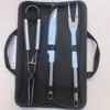 Nueva Bolsa de Tela para Barbacoa Transfronteriza Juego de 5 Piezas Juego de Parrilla para BBQ Juego de Herramientas para Barbacoa Tenedor y Espátula Barbacoa al Aire Libre Transfronterizo