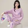 Nuevos Pijamas de Manga Larga para Mujer Transfronterizos de Comercio Exterior, Populares en Línea, Se Pueden Usar Afuera, Adecuados para Primavera, Otoño e Invierno, Conjunto de Dos Piezas para Casa, Disponible para Dropshipping