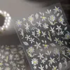 Mar cian nuevos pegatinas de arte para uñas estilo fresco pequeño pegatinas plateadas con flores en relieve accesorios de arte para uñas para niñas en stock