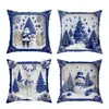 Cena de Neve 3D em Relevo de Natal, Várias Capas de Almofada Estampadas, Capas de Almofada Quadradas Removíveis e Laváveis, Capas de Almofada Visuais 3D
