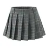 Falda plisada de cuadros retro para mujer, estilo universitario americano, chica popular, cintura alta, adelgazante, versátil, falda corta, falda anti-exposición