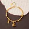 Nuevo Producto Que No Se Desvanece Fácilmente, Pulsera de Calabaza Dorada Arena Estilo Antiguo Incrustada con Diamantes, Joyería de Nicho de Lujo Ligero, Sensación de Alta Gama, Pulsera de Fortuna y Prosperidad para Mujeres