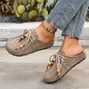 Pantuflas de Suela Gruesa para Mujer para Uso en Exteriores, Gamuza, Nuevo Estilo Otoño 2025, Talla Grande, Mocasines sin Cordones con Perlas Transfronterizos, en Stock