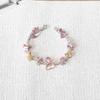 Sentimientos amorosos de verano ~ golpe rosa pequeña flor mariposa pulsera tejida a mano nicho exquisito alto valor de color joyería dulce