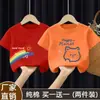 Estilo Verano 2025 Mediana y Grande Niños 100% Algodón Camiseta de Manga Corta para Niñas Moda Bebé Versátil Cuello Redondo Top Estampado
