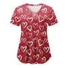 Camiseta Feminina Gola V Uniforme de Enfermeira Venda Direta da Fábrica Transfronteiriça Europeia e Americana Aliexpress Casual Confortável Manga Curta Estampada Feminina