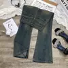 Calça Jeans Cinza Cimento Fraca Feminina Nova Primavera 2025 Cintura Alta Slim-fit Slim-fit Elástica Boca de Sino para Homens Baixos