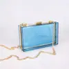 Caja Transparente de Acrílico Europea y Americana Transfronteriza Bolso de Mano para Mujer Bolso de Hombro para la Noche Bolso Cuadrado Pequeño Bolso Cruzado con Cadena Artículo Más Vendido