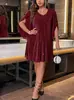 Vestido Elegante para Eventos Sociais Feminino Plus Size com Decote V e Mangas Divididas Ajuste na Cintura Amazon Europeu e Americano Cruzado Primavera e Verão 2026