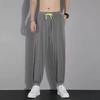 Pantalones Casuales de Verano de Seda de Hielo Dosis Delgada Cortos Talla Grande para Hombre Sueltos Combinan con Todo Modernos Deportivos de Moda
