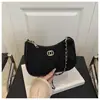 Bolsa Acolchoada com Corrente Estilo Tweed para Mulheres 2025 Nova Bolsa de Ombro/Axila de Veludo de Pele de Veado Fosca Bolsa Transversal de Alto Valor