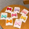 Pasador de corbata de moño de color caramelo para niños, lindo, versátil, para el lateral, para bebé, niña, doble capa, tela hecha a mano, pinza para flequillo
