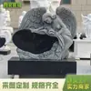 Lápide de granito preto, monumento em forma de coração de anjo chorando estilo europeu, relevo de flor de rosa, feito sob medida de acordo com o seu design, direto do fabricante