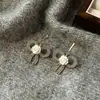 Pendientes de lazo exquisitos para mujer 2024 nueva moda pendientes de camelia únicos de lujo ligero temperamento pendientes de alta gama
